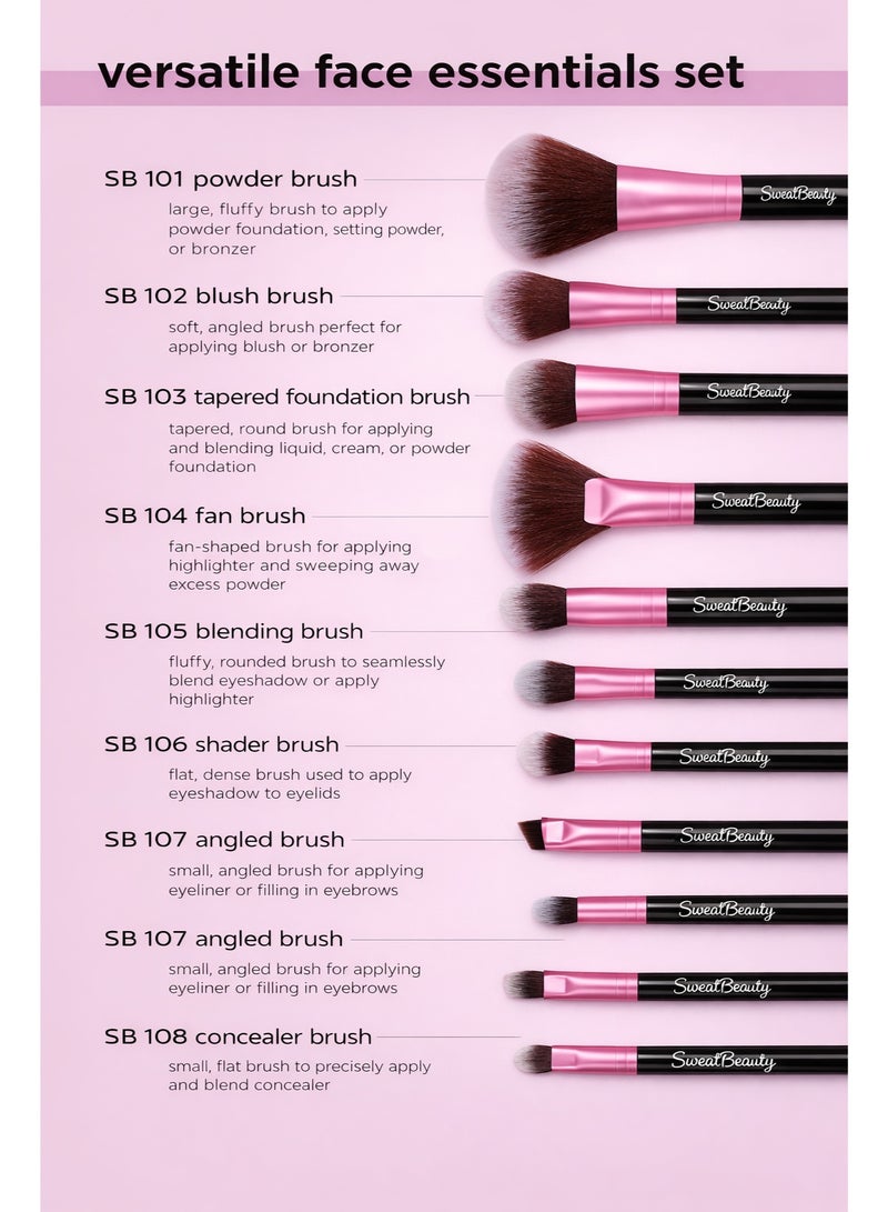 MOSH Sweetbeauty Professional Makeup Brush Set – 8 Pieces Face & Eye Brushes with Soft Synthetic Bristles - Image 5